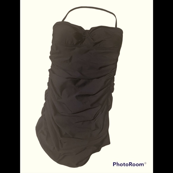 J. Crew Black Shirred One Piece Swimsuit Sz 0 - Picture 2 of 8